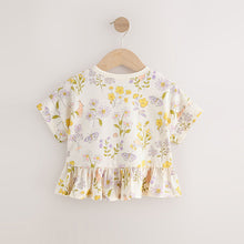 Load image into Gallery viewer, Ecru White Floral Short Sleeve Peplum T-Shirt (3mths-6yrs)