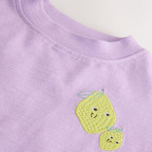 Load image into Gallery viewer, Purple Lemon Short Sleeve Embroidered T-Shirt (9mths-6yrs)