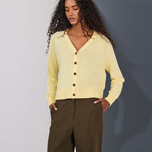 Load image into Gallery viewer, Butter Yellow Soft Touch V-Neck Cotton Rich Button Up Cardigan