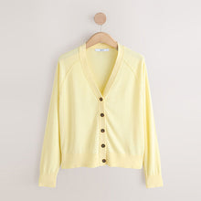 Load image into Gallery viewer, Butter Yellow Soft Touch V-Neck Cotton Rich Button Up Cardigan