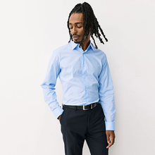 Load image into Gallery viewer, Light Blue Stripe Slim Fit Cotton Stretch Long Sleeve Formal Shirt