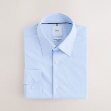 Load image into Gallery viewer, Light Blue Stripe Slim Fit Cotton Stretch Long Sleeve Formal Shirt