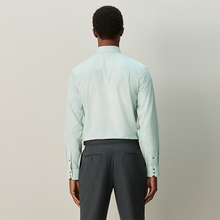 Load image into Gallery viewer, Sage Green Regular Fit Cotton Textured Slim Long Sleeve Formal Shirt With Trim