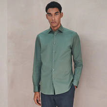 Load image into Gallery viewer, Olive Green Slim Fit Cotton Stretch Long Sleeve Formal Shirt