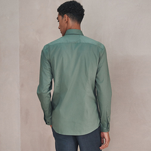 Load image into Gallery viewer, Olive Green Slim Fit Cotton Stretch Long Sleeve Formal Shirt