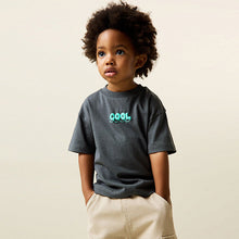 Load image into Gallery viewer, Charcoal Grey Cool Slogan Short Sleeve Small Graphic T-Shirt (3mths-6yrs)