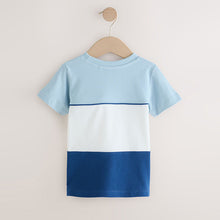 Load image into Gallery viewer, Blue/White/Navy Short Sleeve Colourblock T-Shirt (3mths-7yrs) (3mths-6yrs)