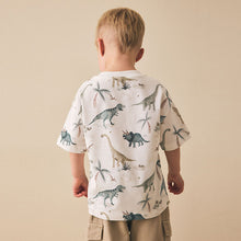 Load image into Gallery viewer, White Watercolour Dinosaurs Short Sleeve All-Over Print T-Shirt (3mths-6yrs)