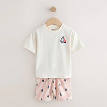 Load image into Gallery viewer, White Boat Embroidery Short Sleeve T-Shirt and Shorts Set (3mths-4yrs)