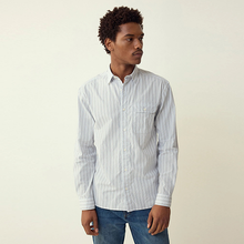 Load image into Gallery viewer, Blue Stripe Seersucker Long Sleeve Shirt