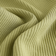 Load image into Gallery viewer, Khaki Green Ribbed Asymmetric Neckline Knitted Top