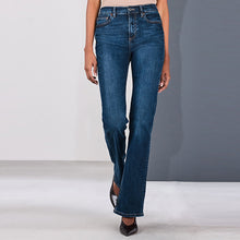 Load image into Gallery viewer, Dark Blue Mid Rise Stretch Bootcut Jeans