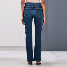 Load image into Gallery viewer, Dark Blue Mid Rise Stretch Bootcut Jeans