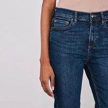 Load image into Gallery viewer, Dark Blue Mid Rise Stretch Bootcut Jeans