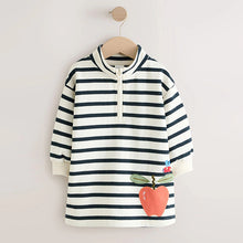 Load image into Gallery viewer, Monochrome Quarter Zip Sweat Dress (3mths-6yrs)