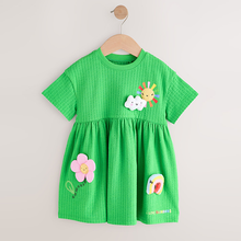 Load image into Gallery viewer, Green Rainbow Jersey Dress (3mths-6yrs)