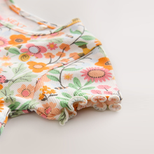 Load image into Gallery viewer, Orange Floral Short Sleeve Ribbed Dress (3mths-6yrs)