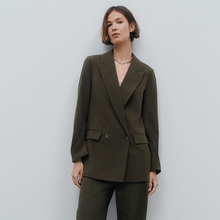 Load image into Gallery viewer, Khaki Green Relaxed Crosshatch Blazer