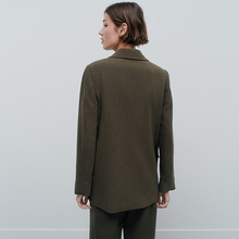 Load image into Gallery viewer, Khaki Green Relaxed Crosshatch Blazer