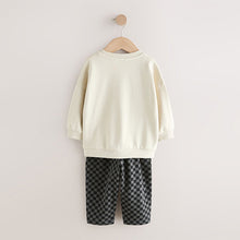 Load image into Gallery viewer, Ecru Car Crew Neck Sweatshirt and Jogger Set (3mths-6yrs)