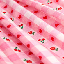 Load image into Gallery viewer, Pink Gingham Cherry Double Ruffle Sleeve Dress (3mths-6yrs)