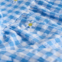 Load image into Gallery viewer, Blue Gingham Ric Rac Frill Sleeve Dress (3mths-6yrs)
