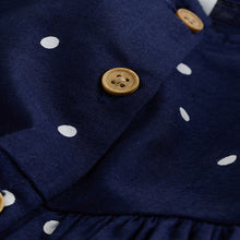 Load image into Gallery viewer, Navy Spot Double Ruffle Sleeve Dress (3mths-6yrs)
