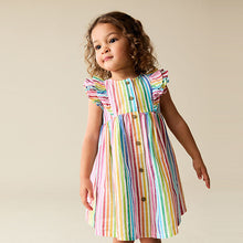 Load image into Gallery viewer, Rainbow Stripe Double Ruffle Sleeve Dress (3mths-6yrs)