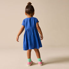 Load image into Gallery viewer, Cobalt Blue Textured Short Sleeve Dress (3mths-6yrs)