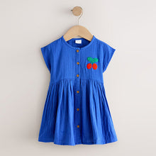 Load image into Gallery viewer, Cobalt Blue Textured Short Sleeve Dress (3mths-6yrs)