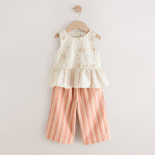 Load image into Gallery viewer, Neutral Embroidered Blouse And Trousers Co-ord Set (3mths-6yrs)