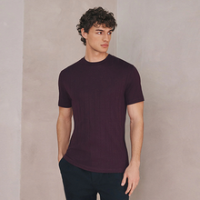 Load image into Gallery viewer, Burgundy Red N. Premium Modal Cotton Ribbed Textured Smart T-Shirt