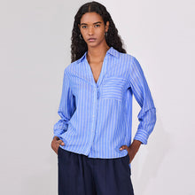 Load image into Gallery viewer, Blue/White Stripe Soft Relaxed Long Sleeve Shirt
