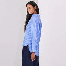 Load image into Gallery viewer, Blue/White Stripe Soft Relaxed Long Sleeve Shirt