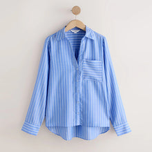 Load image into Gallery viewer, Blue/White Stripe Soft Relaxed Long Sleeve Shirt