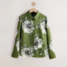 Load image into Gallery viewer, Green/Ecru Floral Print Long Sleeve Shirt