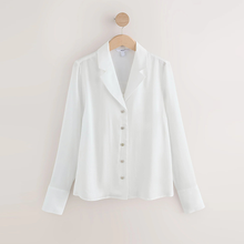 Load image into Gallery viewer, White Soft Revere Collar Long Sleeve Shirt