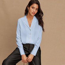 Load image into Gallery viewer, Pastel Blue Soft Revere Collar Long Sleeve Shirt