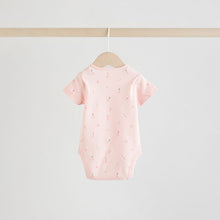 Load image into Gallery viewer, Pink 5 Pack Short Sleeve Baby Bodysuit