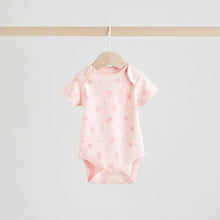 Load image into Gallery viewer, Pink 5 Pack Short Sleeve Baby Bodysuit
