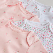 Load image into Gallery viewer, Pink 5 Pack Short Sleeve Baby Bodysuit