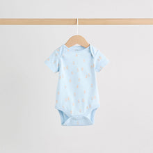 Load image into Gallery viewer, Blue 5 Pack Short Sleeve Baby Bear Bodysuit