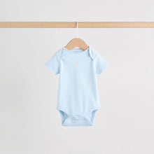 Load image into Gallery viewer, Blue 5 Pack Short Sleeve Baby Bear Bodysuit