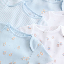 Load image into Gallery viewer, Blue 5 Pack Short Sleeve Baby Bear Bodysuit