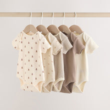 Load image into Gallery viewer, Brown Bear Short Sleeve Baby Bodysuits 5 Pack