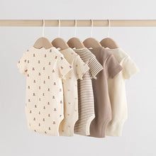 Load image into Gallery viewer, Brown Bear Short Sleeve Baby Bodysuits 5 Pack