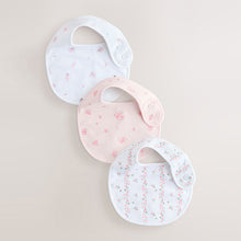 Load image into Gallery viewer, Pink/White Baby Bibs 3 Pack