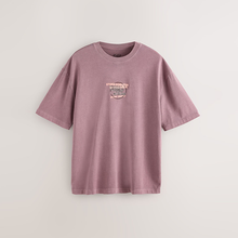 Load image into Gallery viewer, Purple Washed Relaxed Fit Graphic Print Heavy Weight T-Shirt
