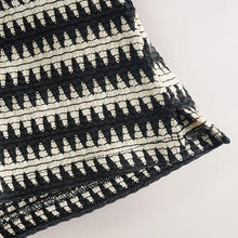 Load image into Gallery viewer, Black/Ecru Short Sleeve Textured Stripe Revere Shirt (3-12yrs)