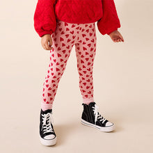 Load image into Gallery viewer, Pink/Red Heart Leggings (3-12yrs)